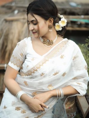 প্রিমিয়াম হাফ সিল্ক স্ক্রিন প্রিন্ট শাড়ি (কোড ০২)